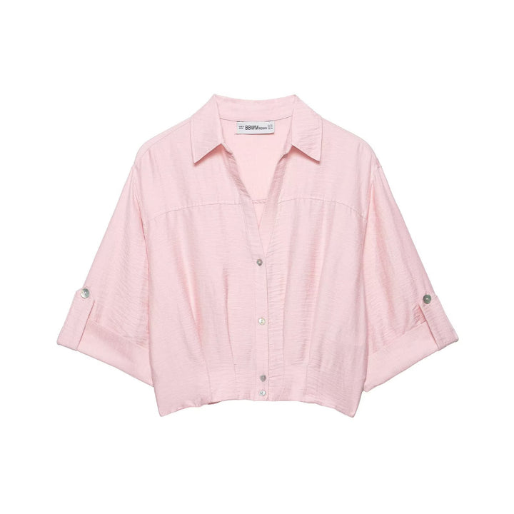 Damen kurzärmlige Bluse mit lässigem Schnitt und stylischem Kragen Drune