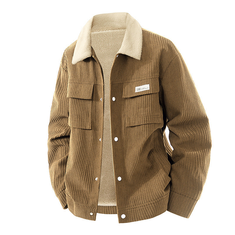 Herren Modische Cordjacke mit Fleecefutter Drune