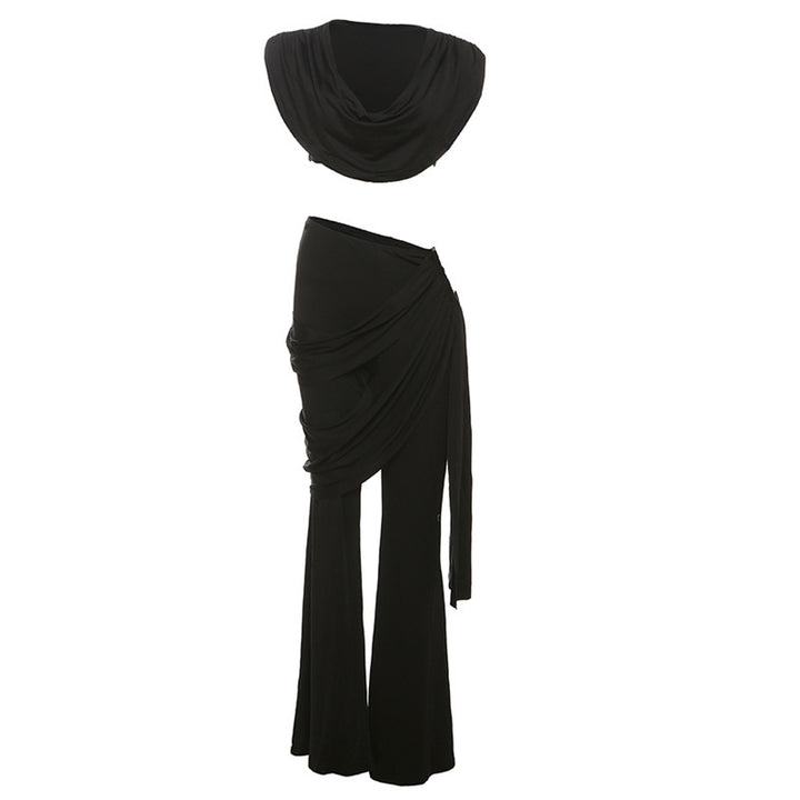 Damen Elegantes Ensemble mit fließendem Oberteil und weitem Bein Drune