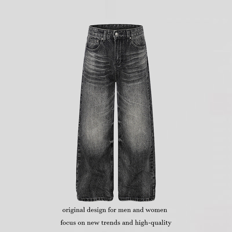 Damen Hochgeschnittene weite Palazzo-Jeans mit Used-Effekt Drune