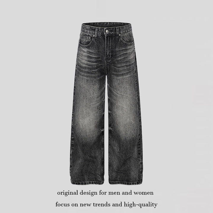 Damen Hochgeschnittene weite Palazzo-Jeans mit Used-Effekt Drune