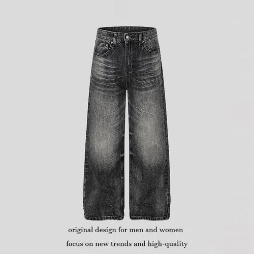 Damen Hochgeschnittene weite Palazzo-Jeans mit Used-Effekt Drune