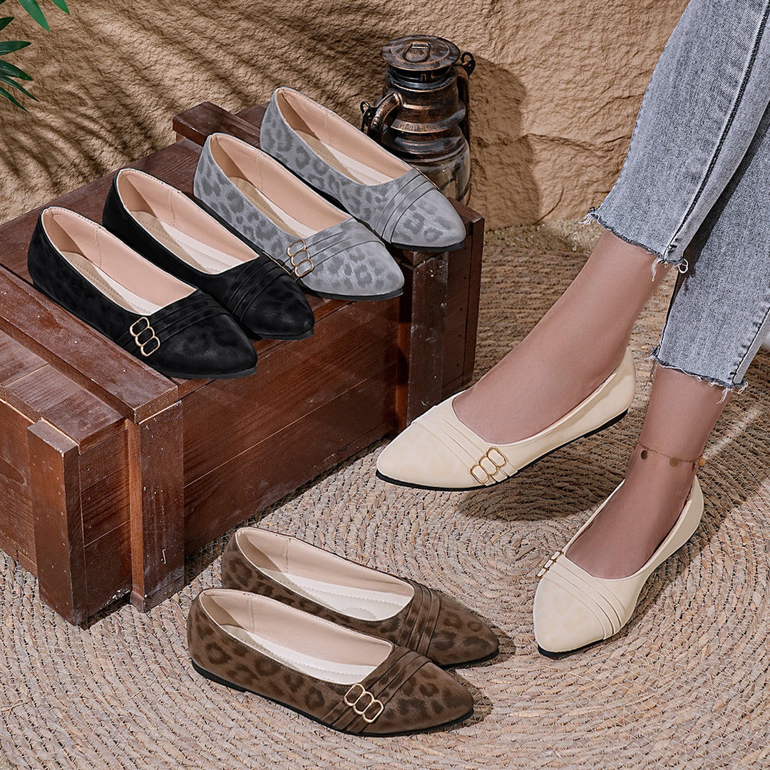 Damen Elegante und bequeme Ballerinas mit modischem Schleifenakzent und edlen Schnallen Drune