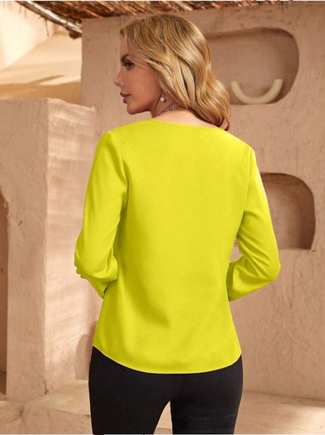 Drune | Damen Satinbluse Imitation Seide Shirt