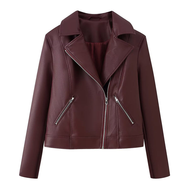 Damen Bikerjacke aus veganem Leder mit asymmetrischem Reißverschluss Drune