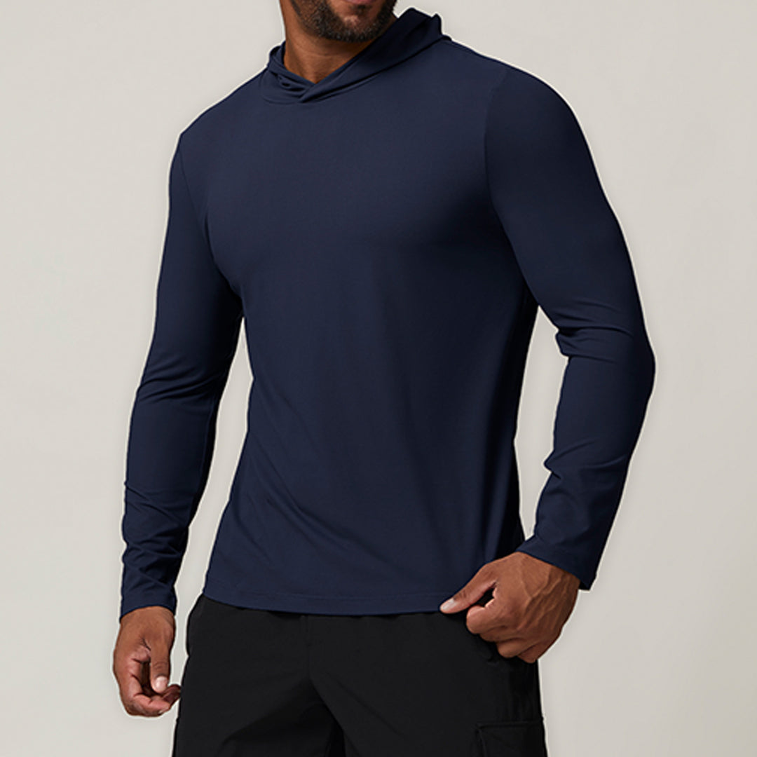 Herren Sportliches Langarm-Hoodie T-Shirt mit feuchtigkeitsableitender Technologie Drune