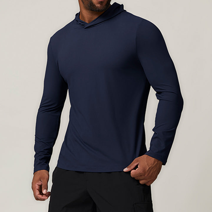 Herren Sportliches Langarm-Hoodie T-Shirt mit feuchtigkeitsableitender Technologie Drune