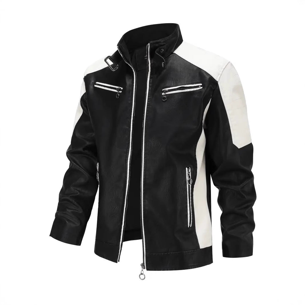 Herren Sportliche Kunstlederjacke mit Reißverschluss Drune