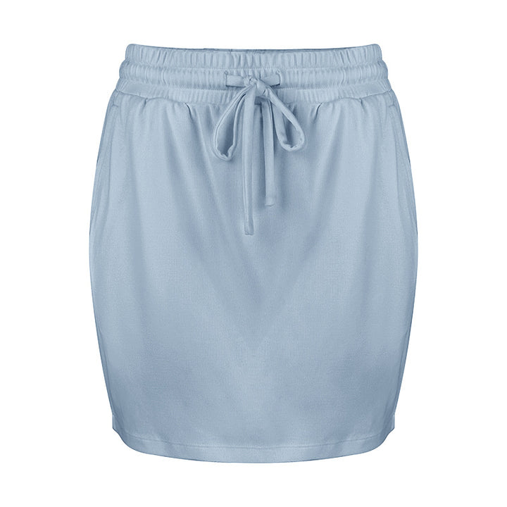 Damen lässiger Minirock mit elastischem Bund und praktischen Taschen Drune