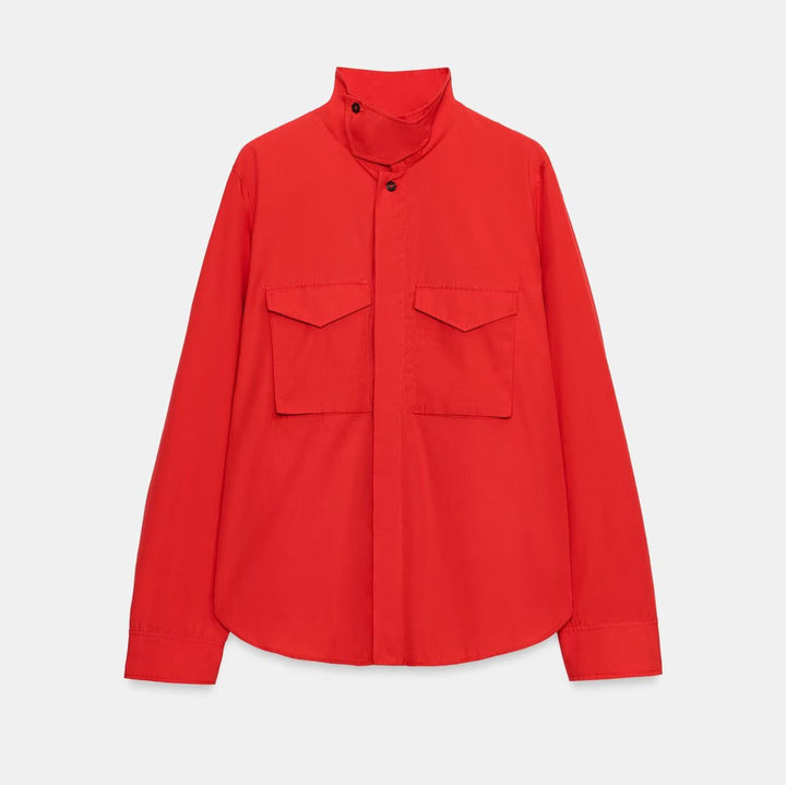 Damen Overshirt mit Stehkragen und aufgesetzten Brusttaschen Drune