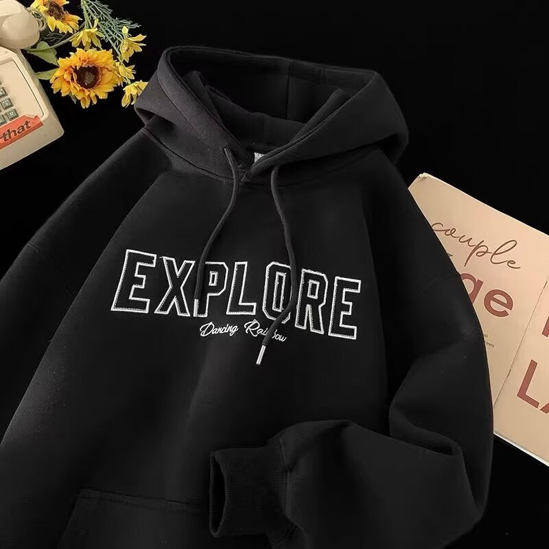Unisex Oversized Kapuzenpullover mit Schriftzug Drune