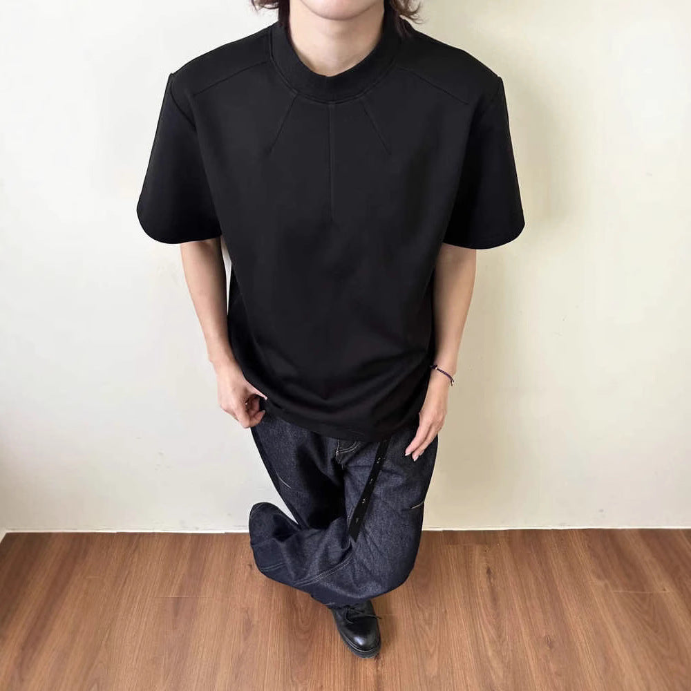 Herren modernes T-Shirt mit hohem Kragen und strukturierter Verarbeitung Drune