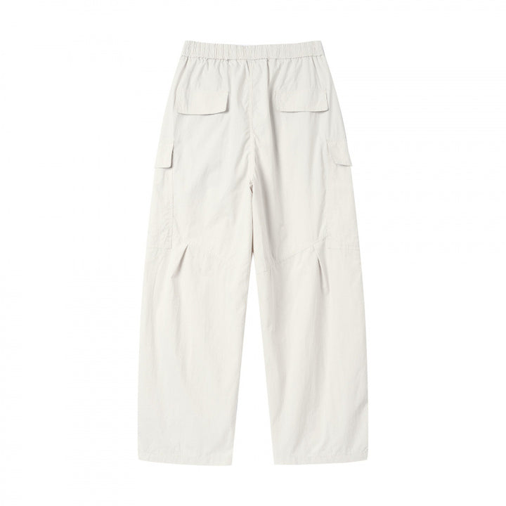 Unisex Weite Cargo-Hose mit elastischem Bund, Tunnelzug und aufgesetzten Klappentaschen Drune