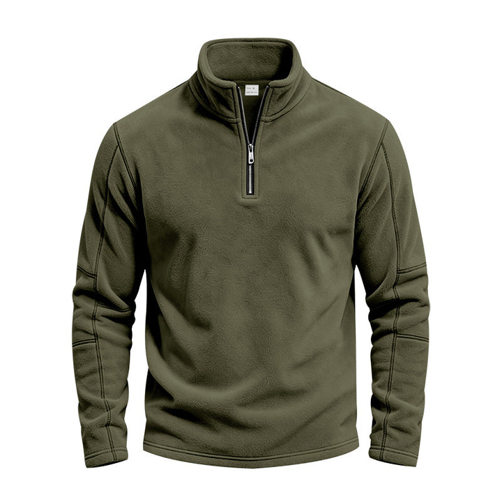 Herren Fleece-Halbreißverschluss-Pullover mit Stehkragen und Flatlock-Nähten Drune