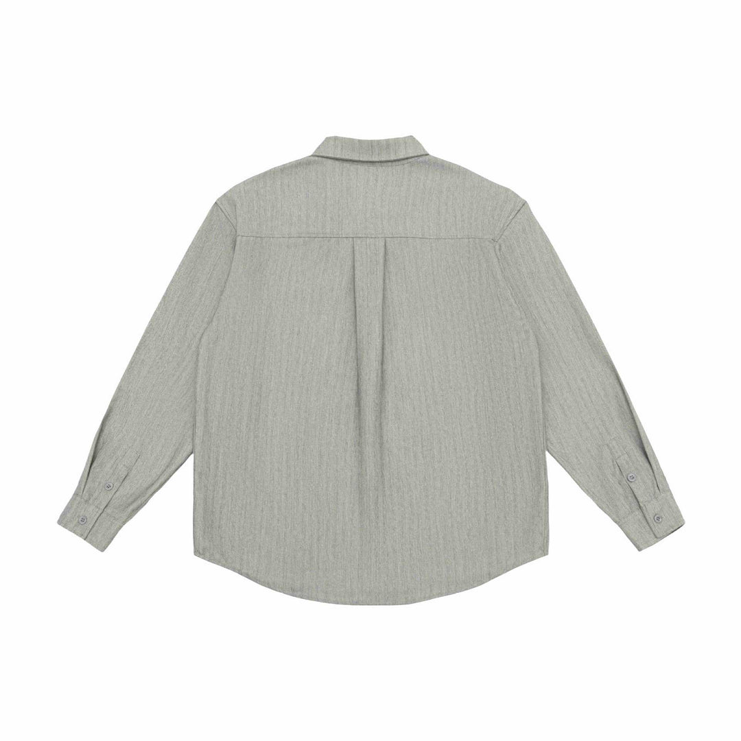 Unisex Oversized Hemdjacke aus strukturiertem Leinenmix mit Brusttasche Drune