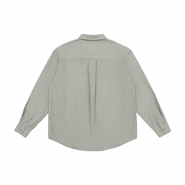 Unisex Oversized Hemdjacke aus strukturiertem Leinenmix mit Brusttasche Drune