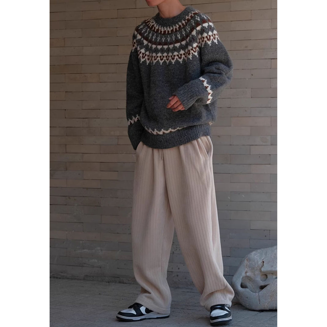 Herren Gemütlicher Grobstrickpullover mit kreativem Muster Drune