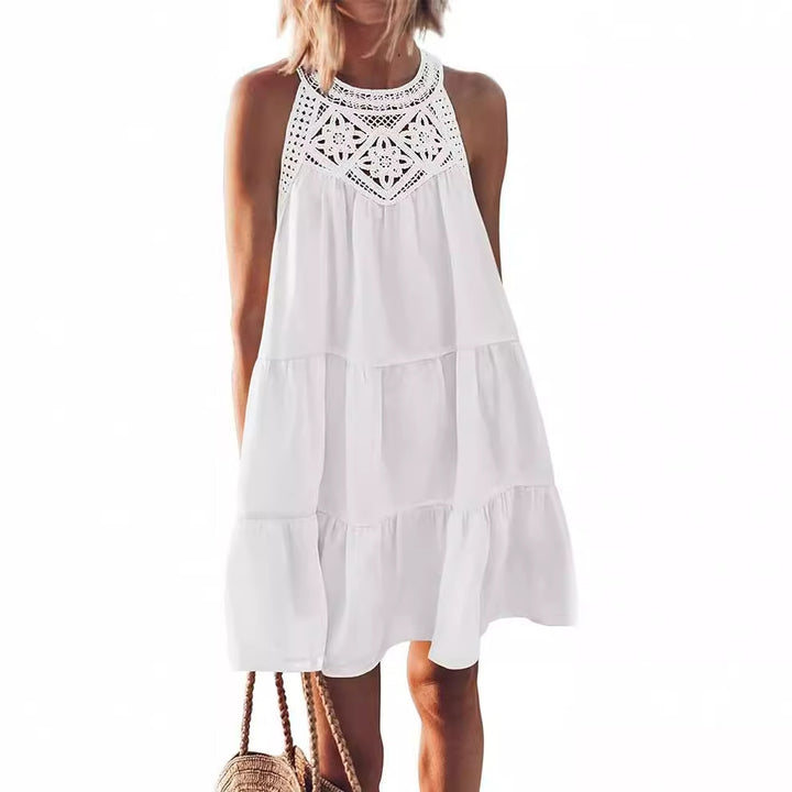 Damen Luftiges Sommerkleid mit Spitzeneinsatz Drune