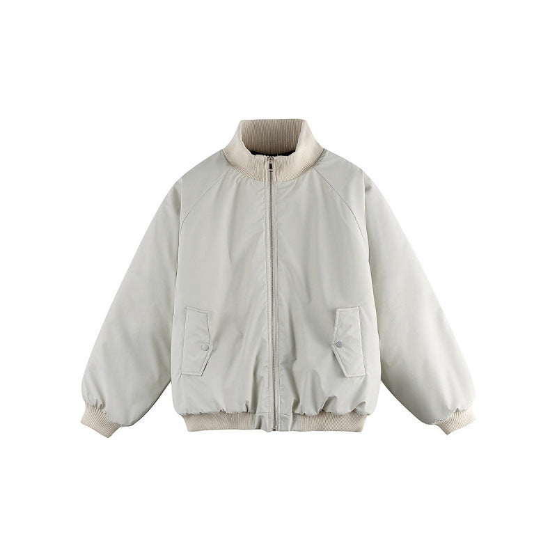 Unisex Boxy-Übergangs-Bomberjacke mit Stehkragen und Pattentaschen Drune