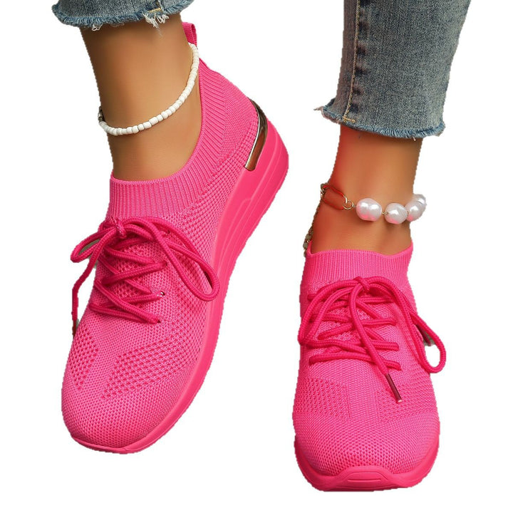 Damen bequeme Sport-Sneaker mit atmungsaktivem Obermaterial und eleganter Plateausohle Drune