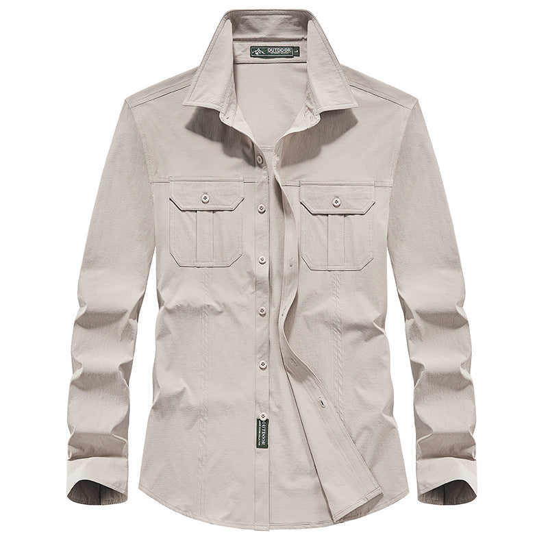 Herren Outdoor-Hemd mit Brustklappen, Ripstop-Gewebe und Regular-Fit Drune