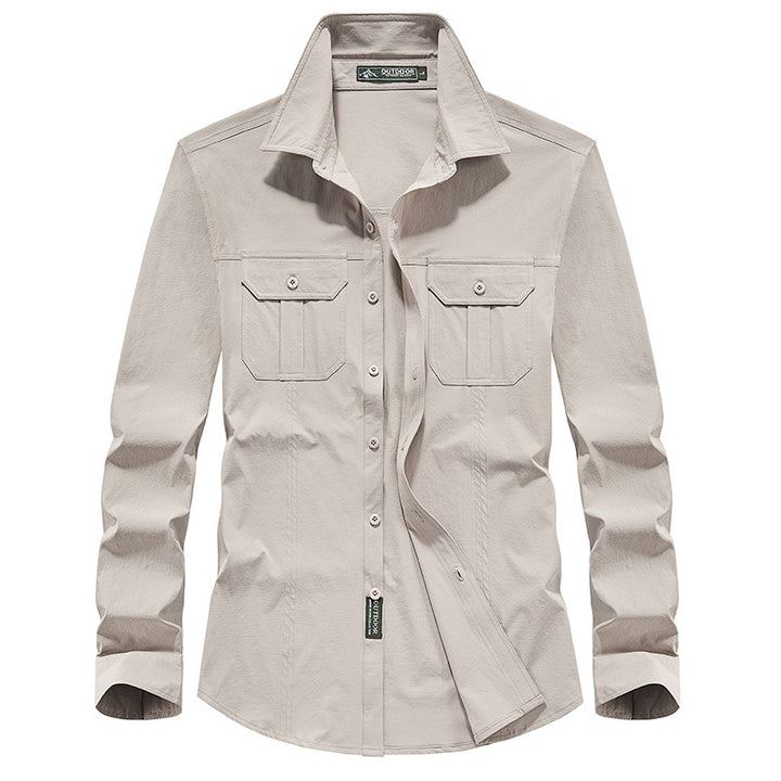 Herren Outdoor-Hemd mit Brustklappen, Ripstop-Gewebe und Regular-Fit Drune