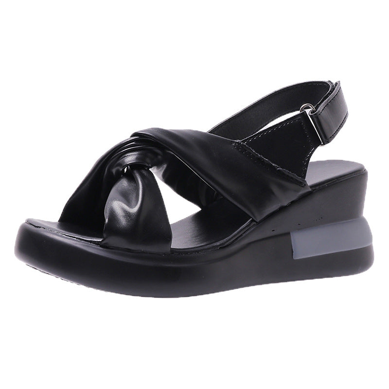 Damen Wedge-Sandalen mit modischem Knoten-Design und flexiblem Fußbett Drune