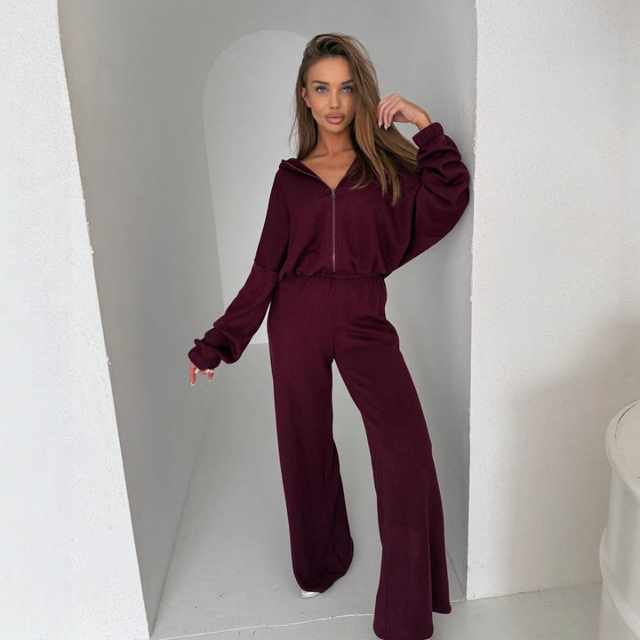 Damen Loungewear-Anzug mit weitem Schnitt und modernem Hoodie Drune