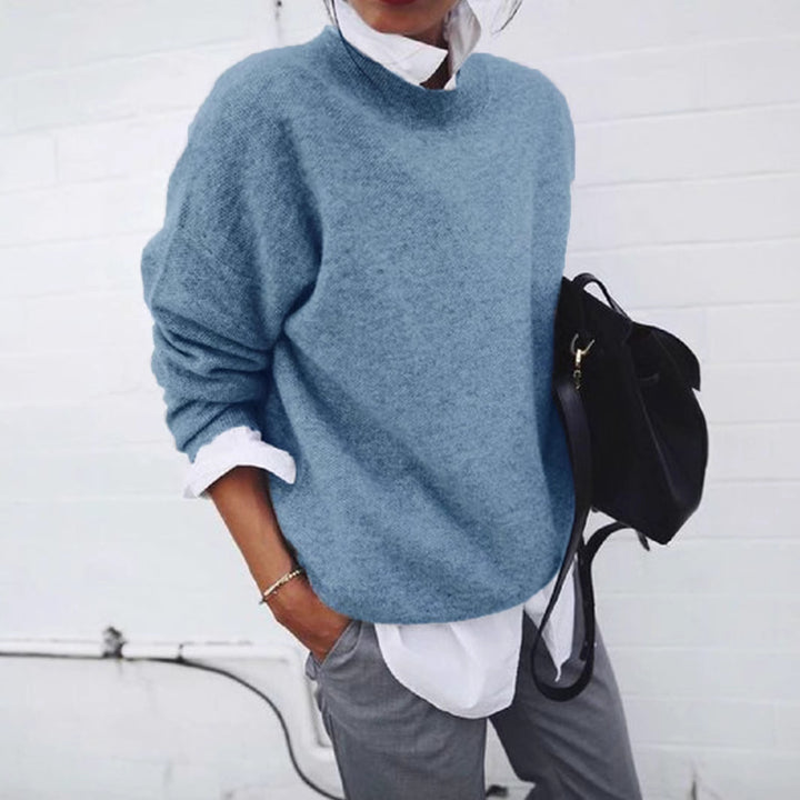 Damen nan gemütlicher Oversize-Strickpullover mit Stehkragen Drune