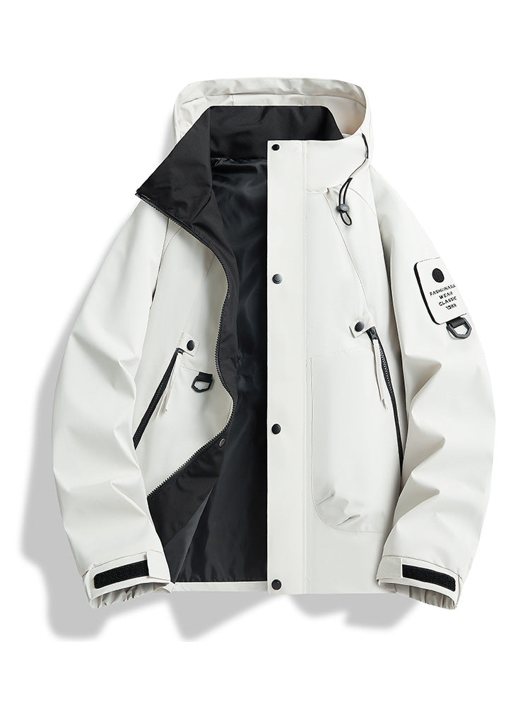 Herren wasserdichte Urban-Hardshelljacke mit verschweißten Nähten, verstellbarer Kapuze und Utility-Ärmeltasche Drune