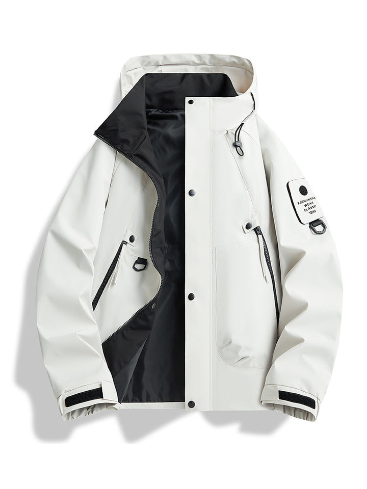 Herren wasserdichte Urban-Hardshelljacke mit verschweißten Nähten, verstellbarer Kapuze und Utility-Ärmeltasche Drune
