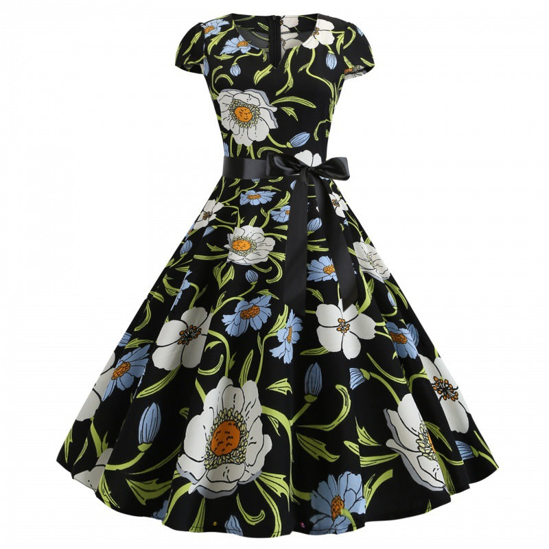 Damen Swingkleid mit floralem Design und eleganter Taillierung Drune