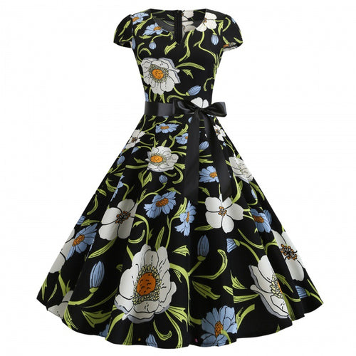 Damen Swingkleid mit floralem Design und eleganter Taillierung Drune