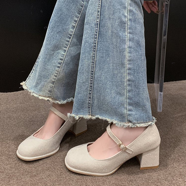 Damen elegante Mary Jane Pumps mit hochwertigem Stoff und komfortablem Blockabsatz Drune