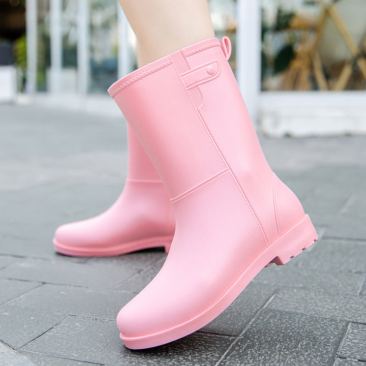 Damen Mittelhohe nahtlose Regenstiefelette aus flexiblem Vollgummi mit griffiger Profilsohle Drune