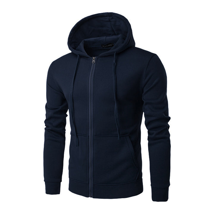 Herren nan Slim-Fit Kapuzensweatjacke mit mittigem Reißverschluss, doppellagiger Kapuze und praktischen Eingrifftaschen Drune