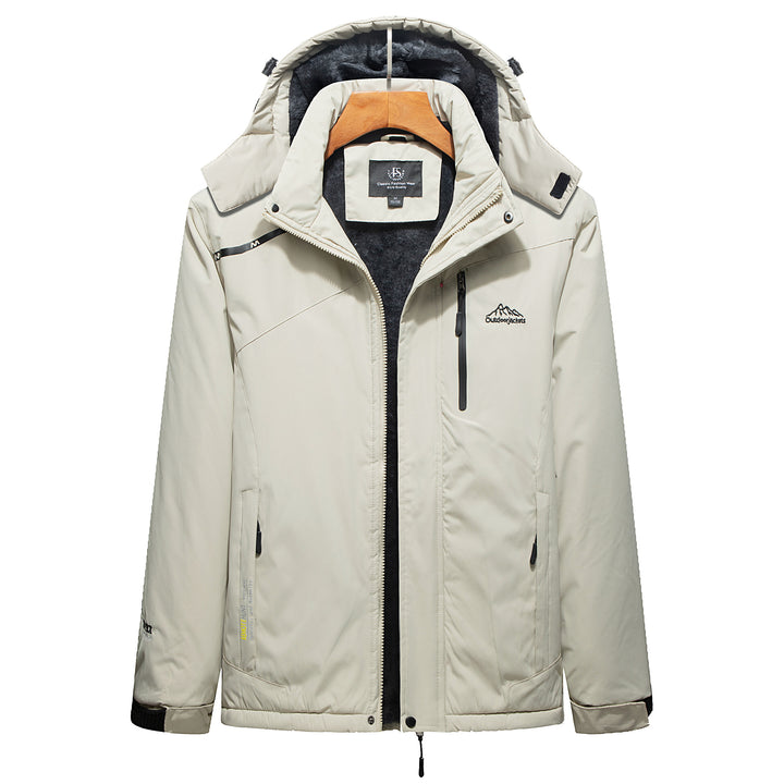 Herren Wasserabweisender Outdoorparka mit Teddyfutter, abnehmbarer Kapuze und Reißverschlusstaschen Drune