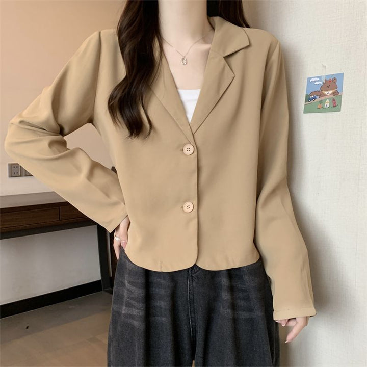 Damen modische Kurzjacke mit eleganter Knopf-Ausschnitt Drune