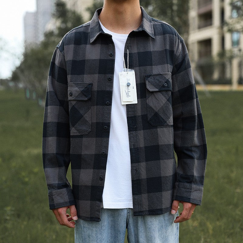 Herren Karo-Hemdjacke mit zwei Brusttaschen Drune