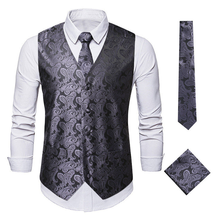 Herren elegante Anzugweste mit eleganten Paisley-Muster und passendem Zubehör Drune