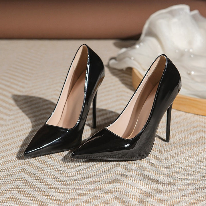 Damen Elegante spitz zulaufende Lackpumps mit extra hohem Stilettoabsatz Drune