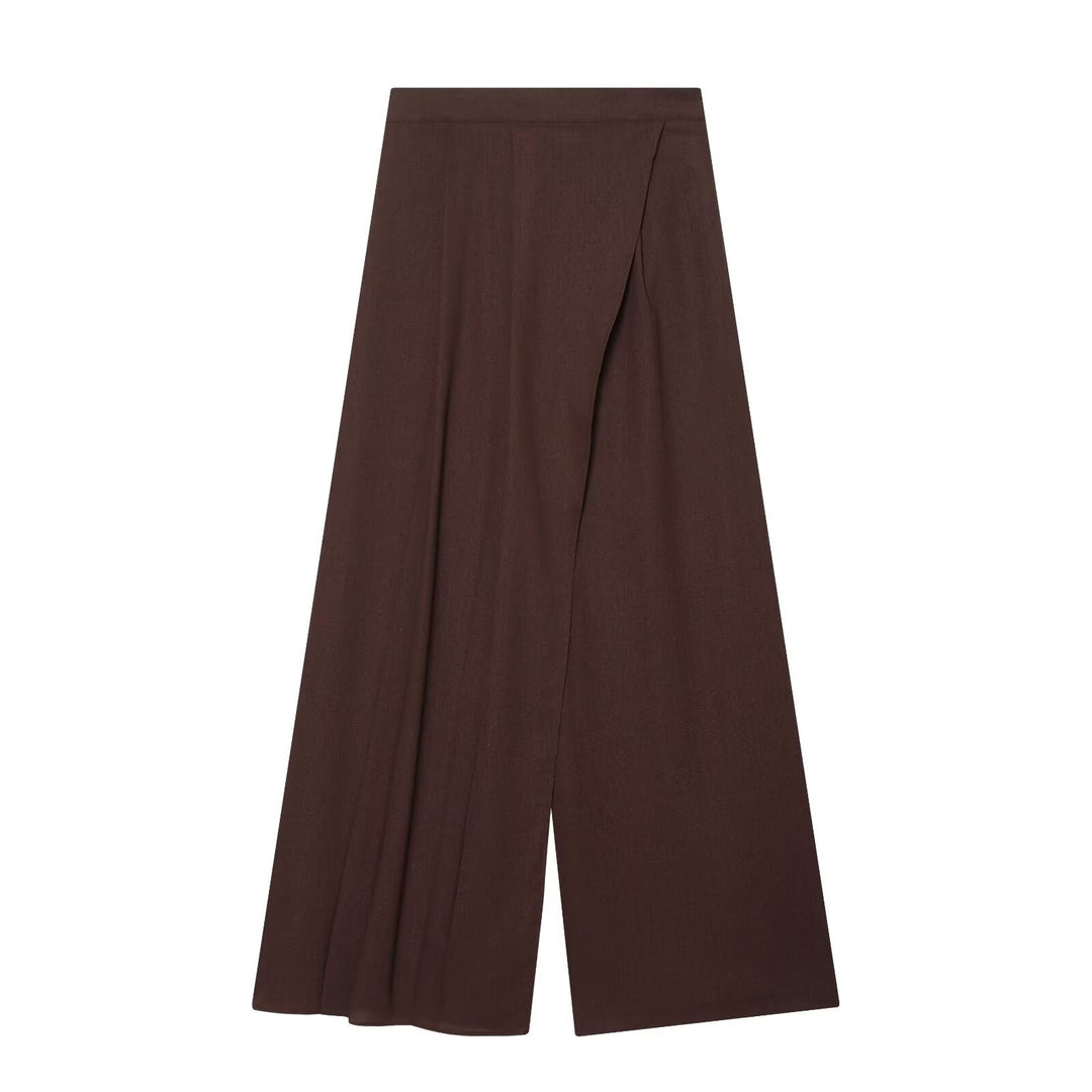 Damen Weite High-Waist Culotte mit Wickeloptik und ausgestelltem Bein Drune