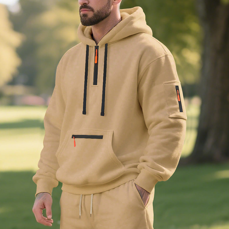 Herren Sportlicher Hoodie mit funktionalen Reißverschlusstaschen Drune