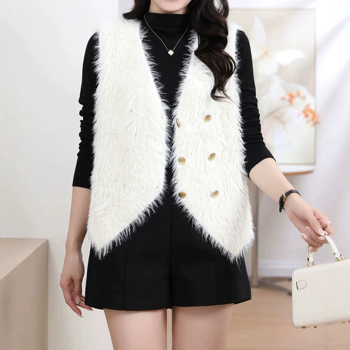 Damen Flauschige Strickweste Drune