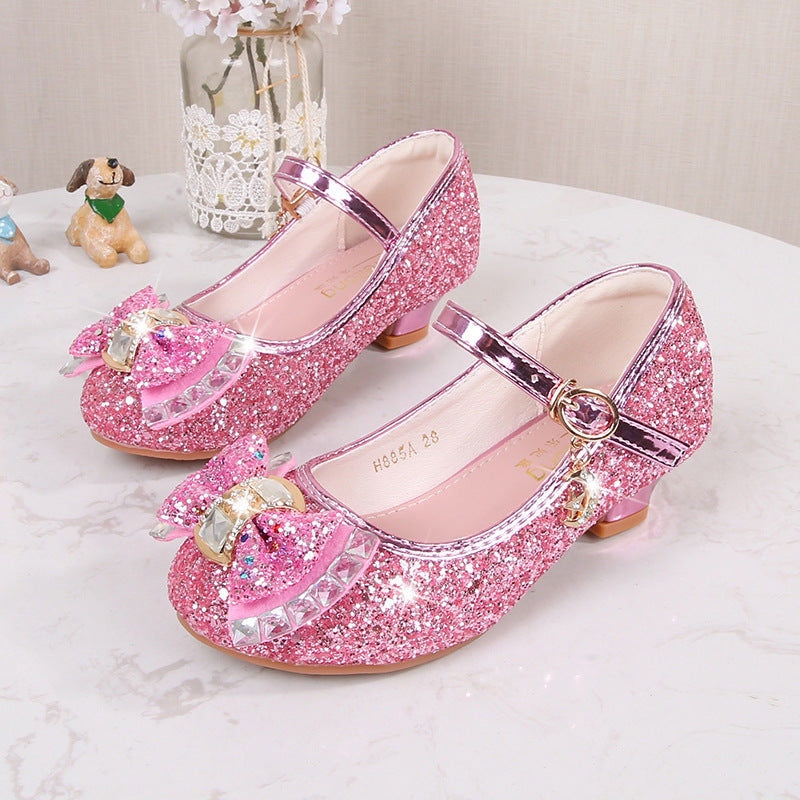 Mädchen Elegante Glitzer Ballerinas mit dekorativer Schleifen- und Strassapplikation Drune