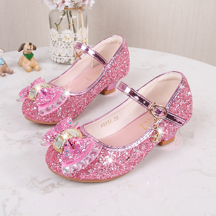 Mädchen Elegante Glitzer Ballerinas mit dekorativer Schleifen- und Strassapplikation Drune