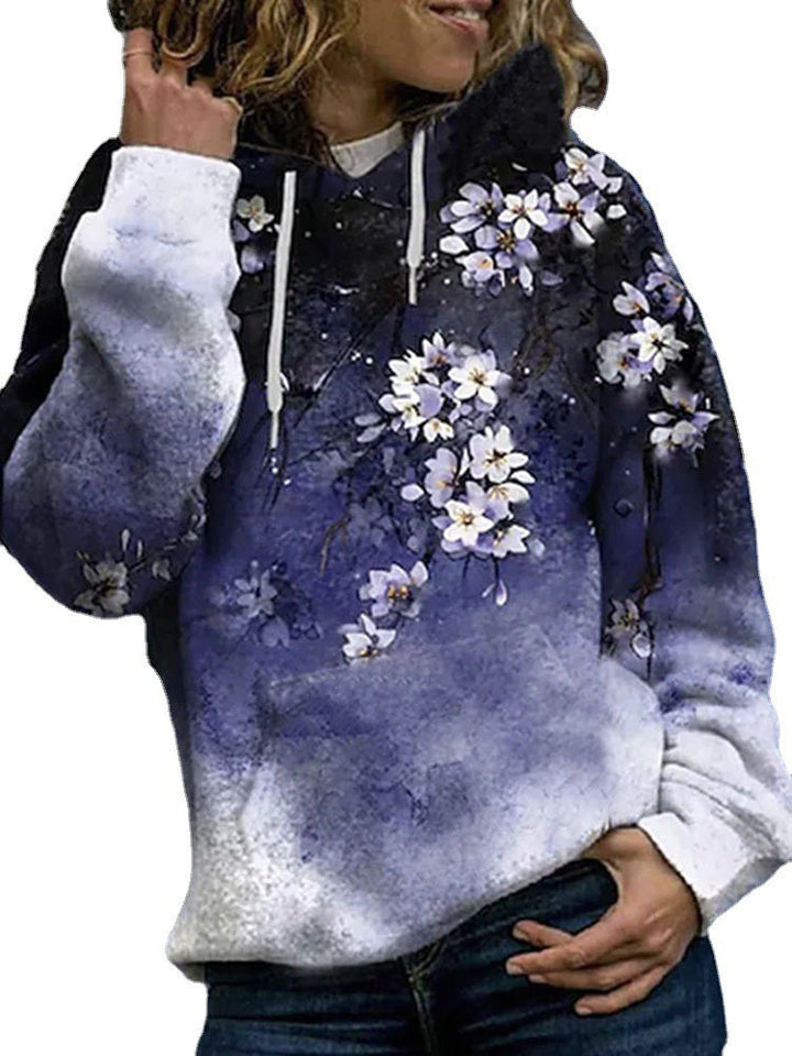 Damen Halloween Kapuzenpullover mit Kürbis- und Katzenprint, Paillettenbesatz und Oversize-Schnitt Drune