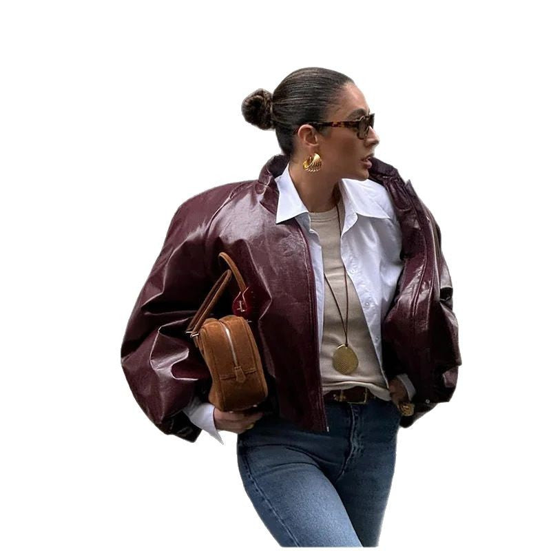 Damen Oversized Lederjacke Drune