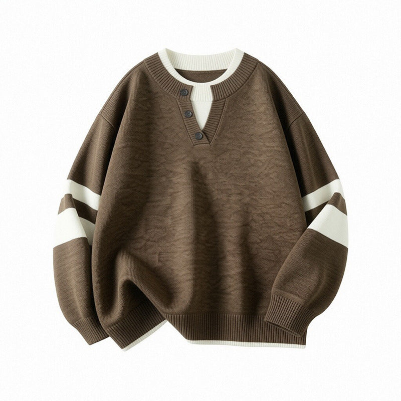 Damen Sportlicher Oversize-Pullover mit Knopfleiste Drune