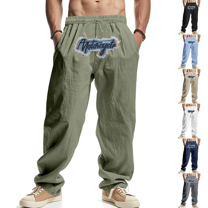 Herren lässige Freizeithose mit elastischem Bund und aufgesticktem Design Drune